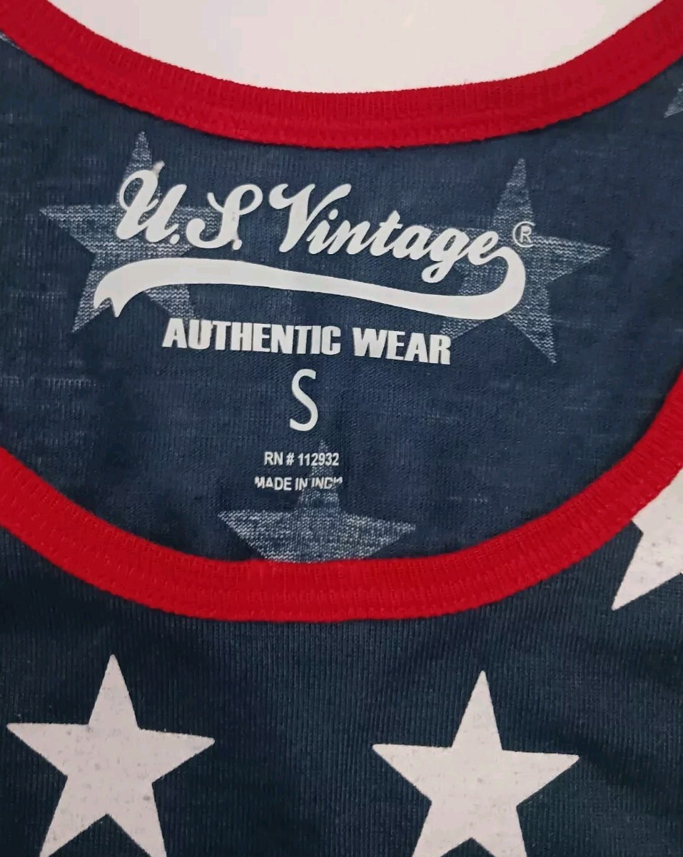 NEW U.S.Vintage Authentic Wear USA Flag Front & Back Designed Shirt Sz.Small