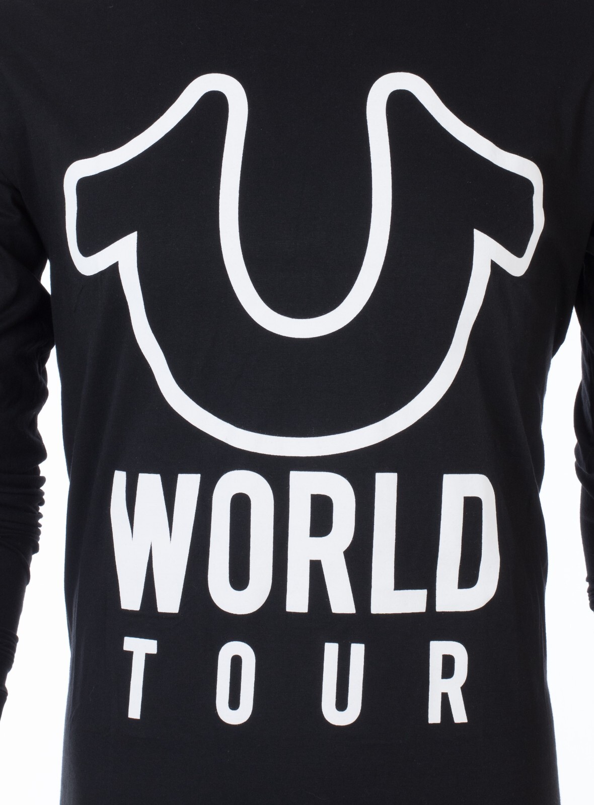 $79 TRUE RELIGION Black White WORLD TOUR Long Sleeve Designer Graphic T-shirt