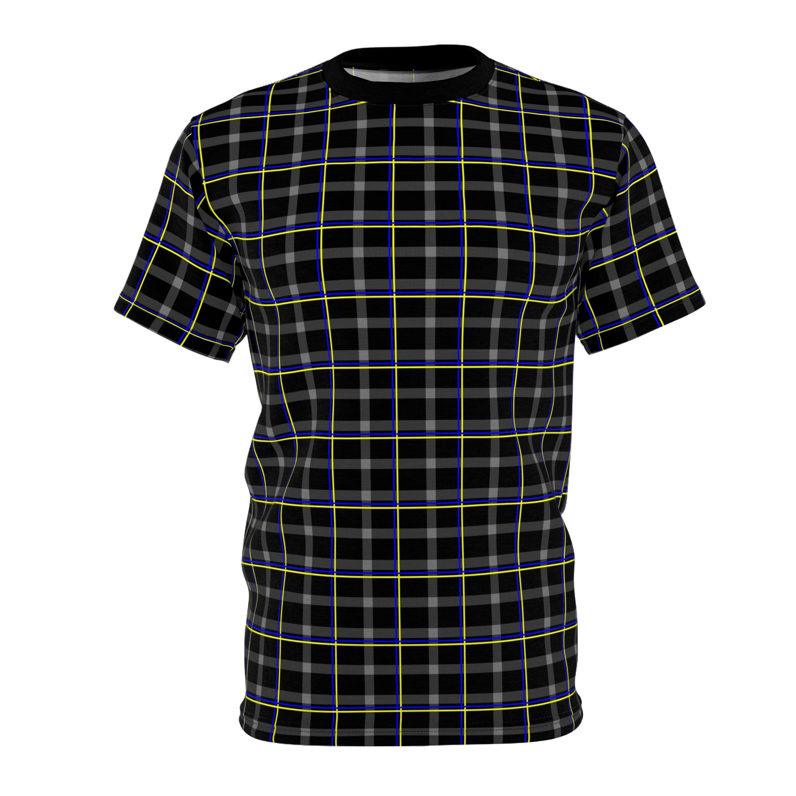 Unisex Cut & Sew Tee (AOP) : Black flannel pattern