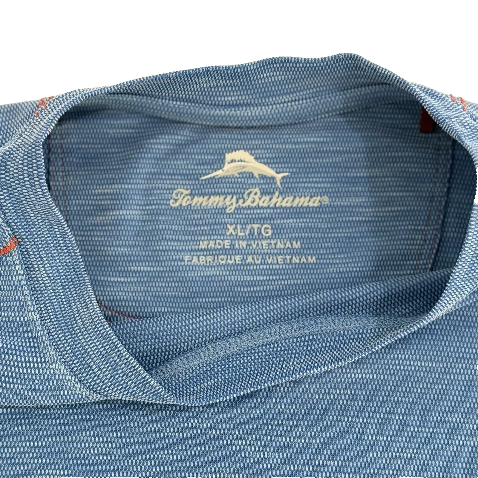 Tommy Bahama Men’s Paradise Knit Tee Blue With Red Stitching Size XL