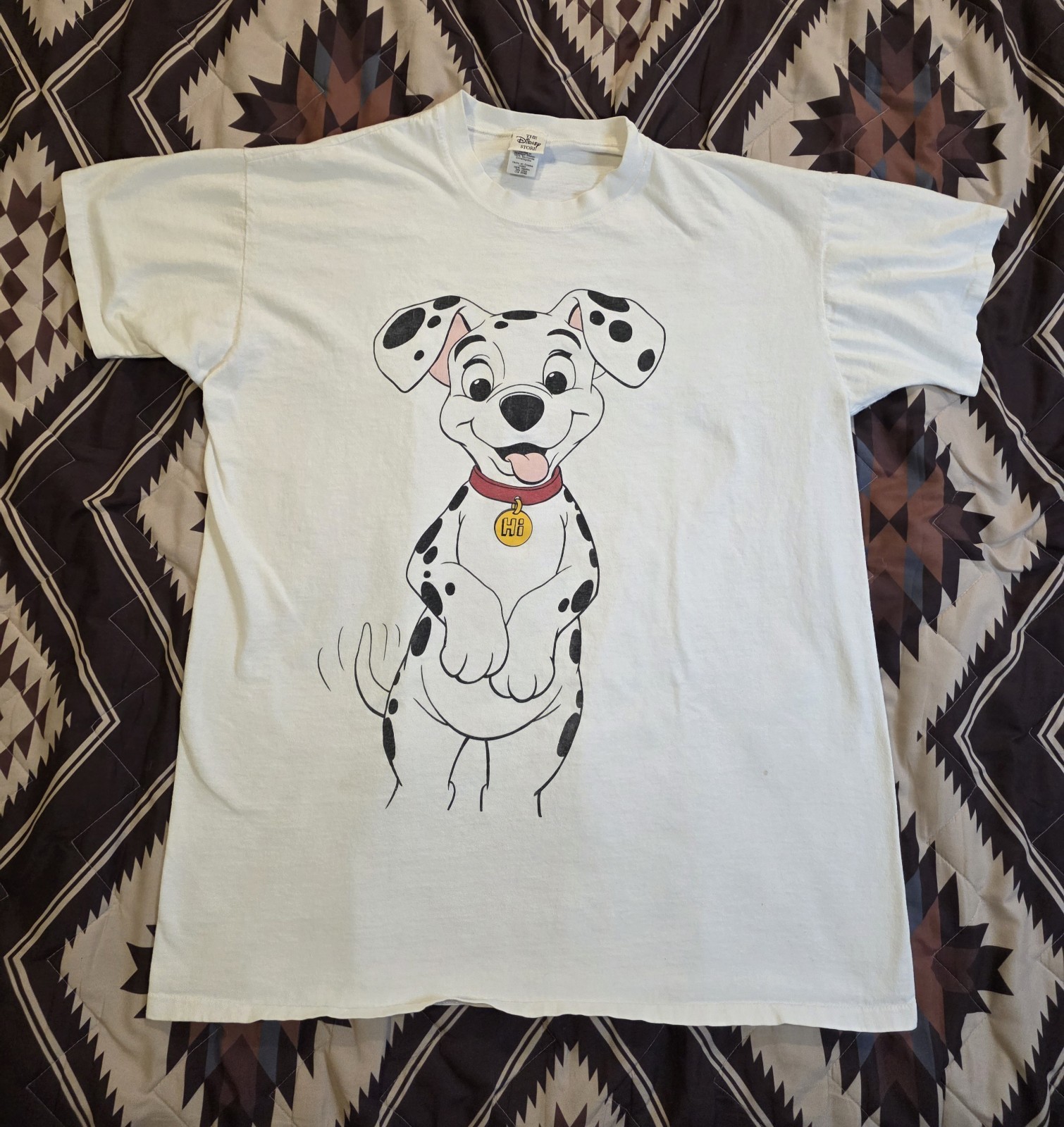 Vtg Disney Store 101 Dalmatians Big Print Double Sided T Shirt White One Size XL