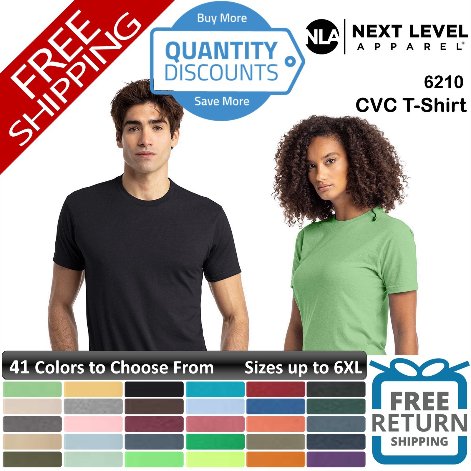 🔥 Next Level Men Cvc T-shirt Fabric Laundered Ring-spun Blend Up To 6XL 6210a