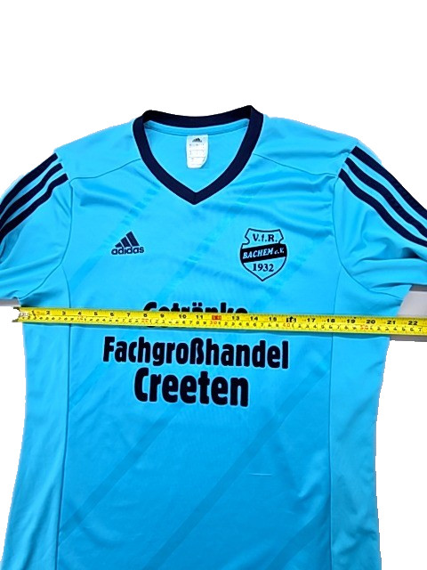 Adidas Soccer Jersey Mens Light Blue Size L Long Sleeve Striped Athletic