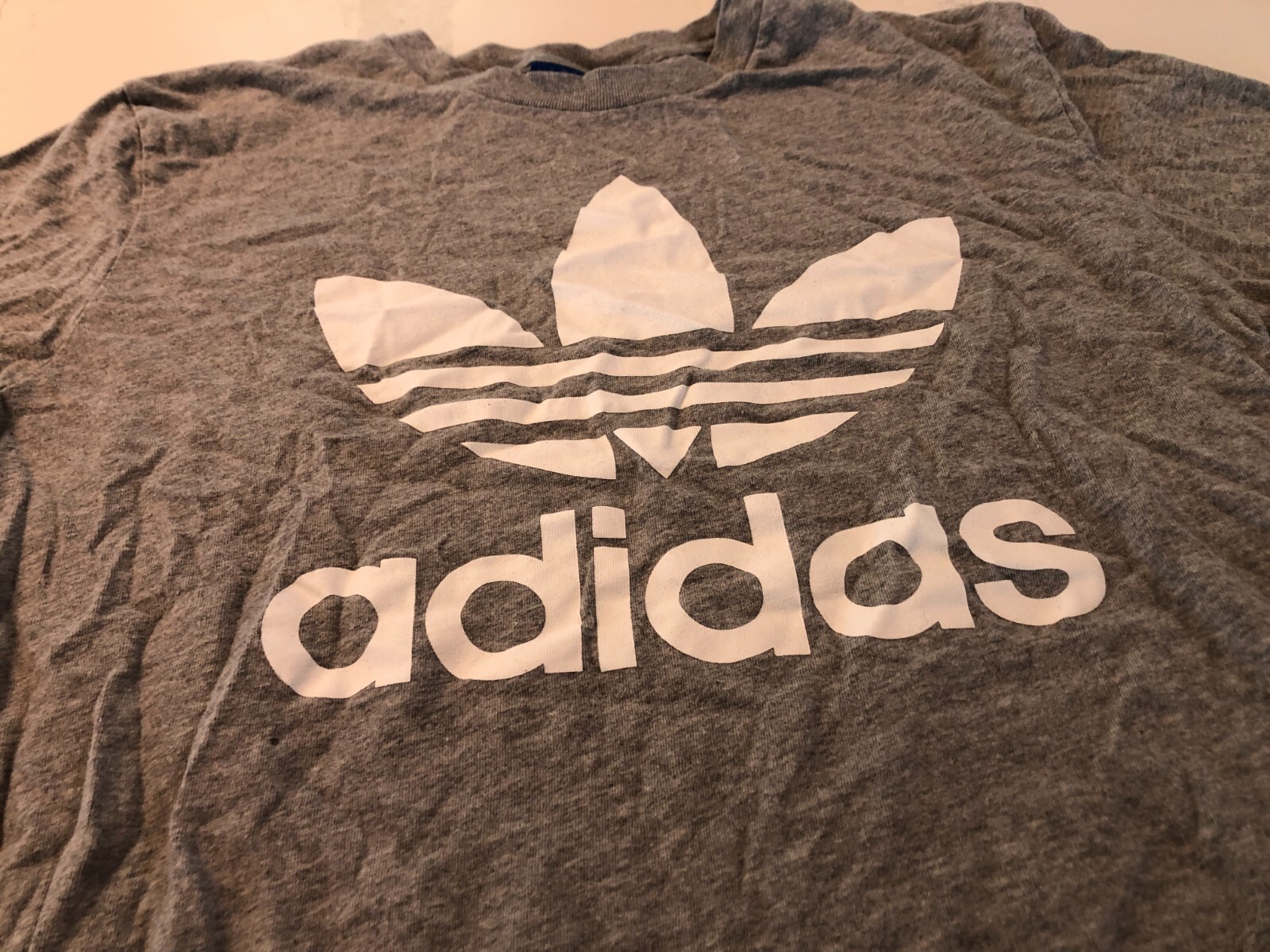 Adidas Performance Tee Mens Medium Gray Short Sleeve T-Shirt White Logo