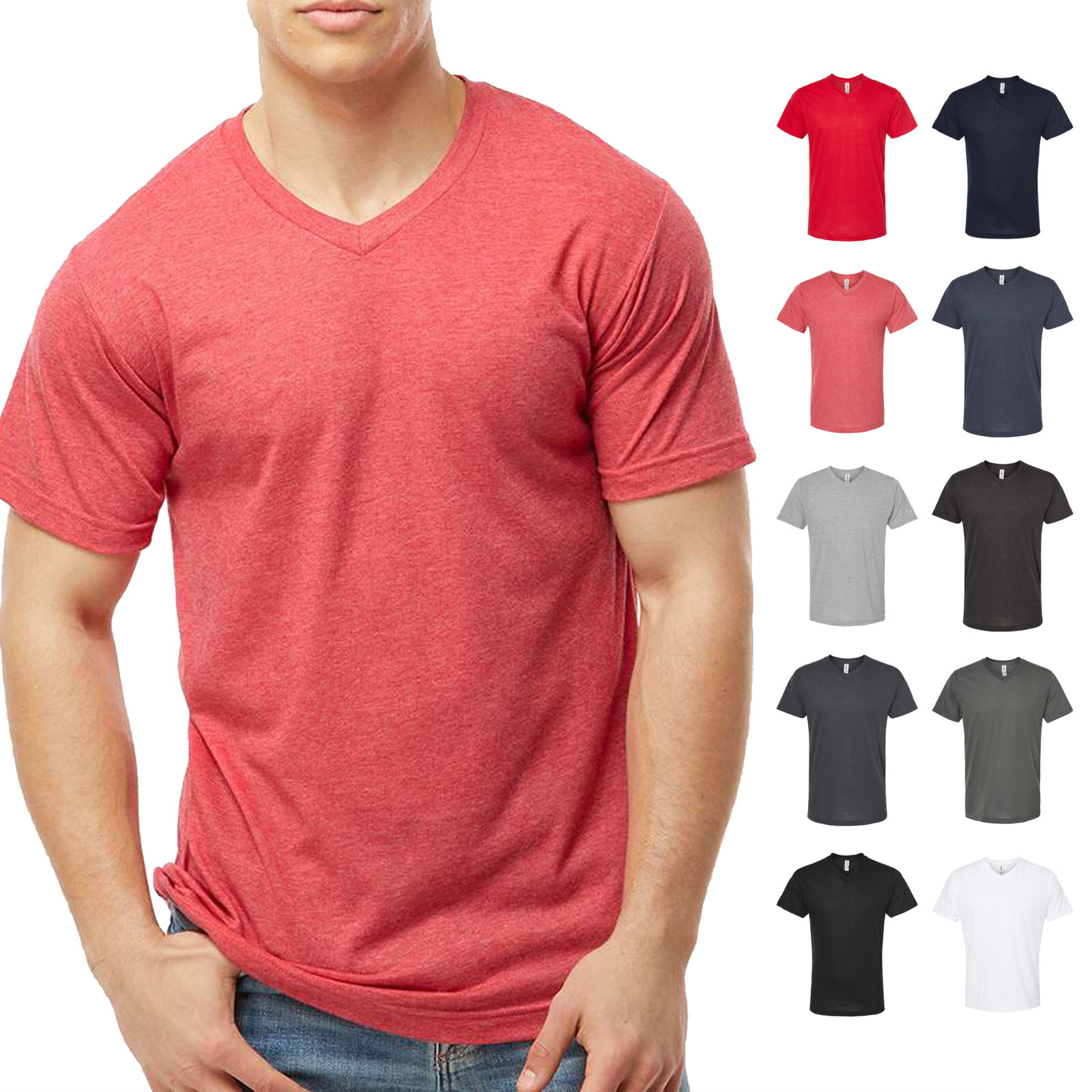 Tultex #207 Poly-Rich Cotton/Polyester V-Neck T-Shirt Plain Basic Tee