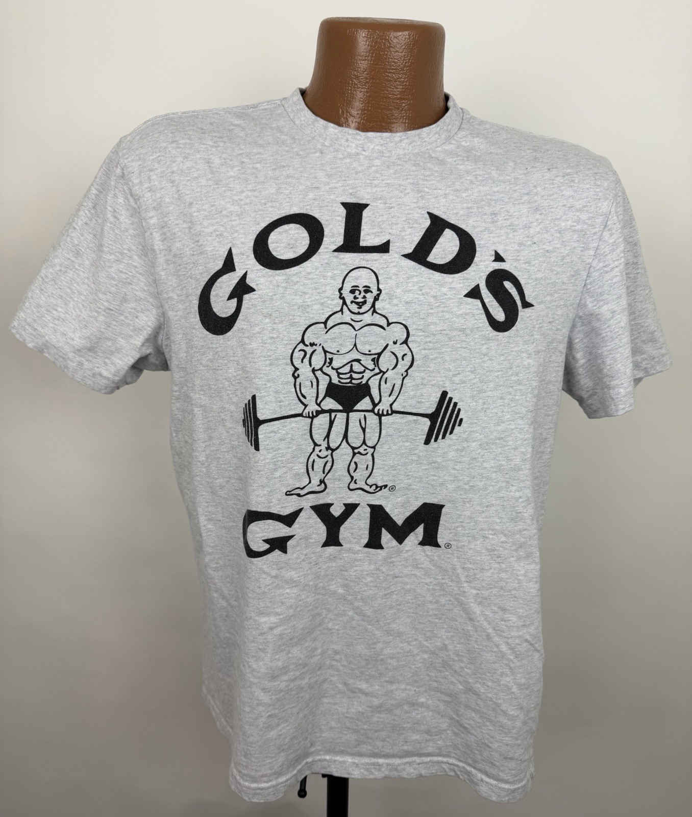 Golds Gym Shirt Mens Medium Heather Gray T-shirt Weightlifting Gym Body Building