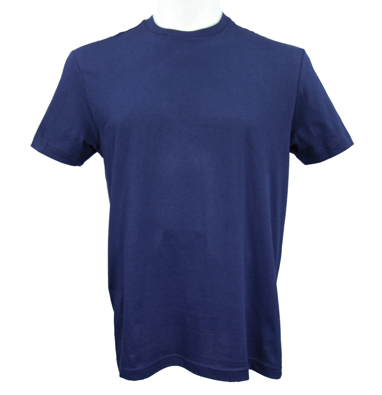 Men’s Navy Blue Club Room 100% Cotton Gray Collar Trim T-Shirt, Size XL