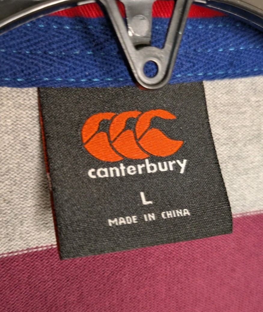 Canterbury Shirt Mens Large Striped Multicoloured Polo Rugy Shirt Short Sleeve