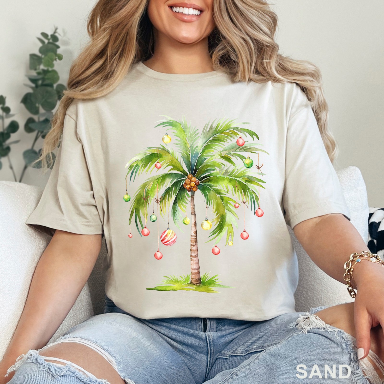 Christmas Palm Tree Shirt, Christmas Tree Tee, Tropical Palm Christmas, 203733
