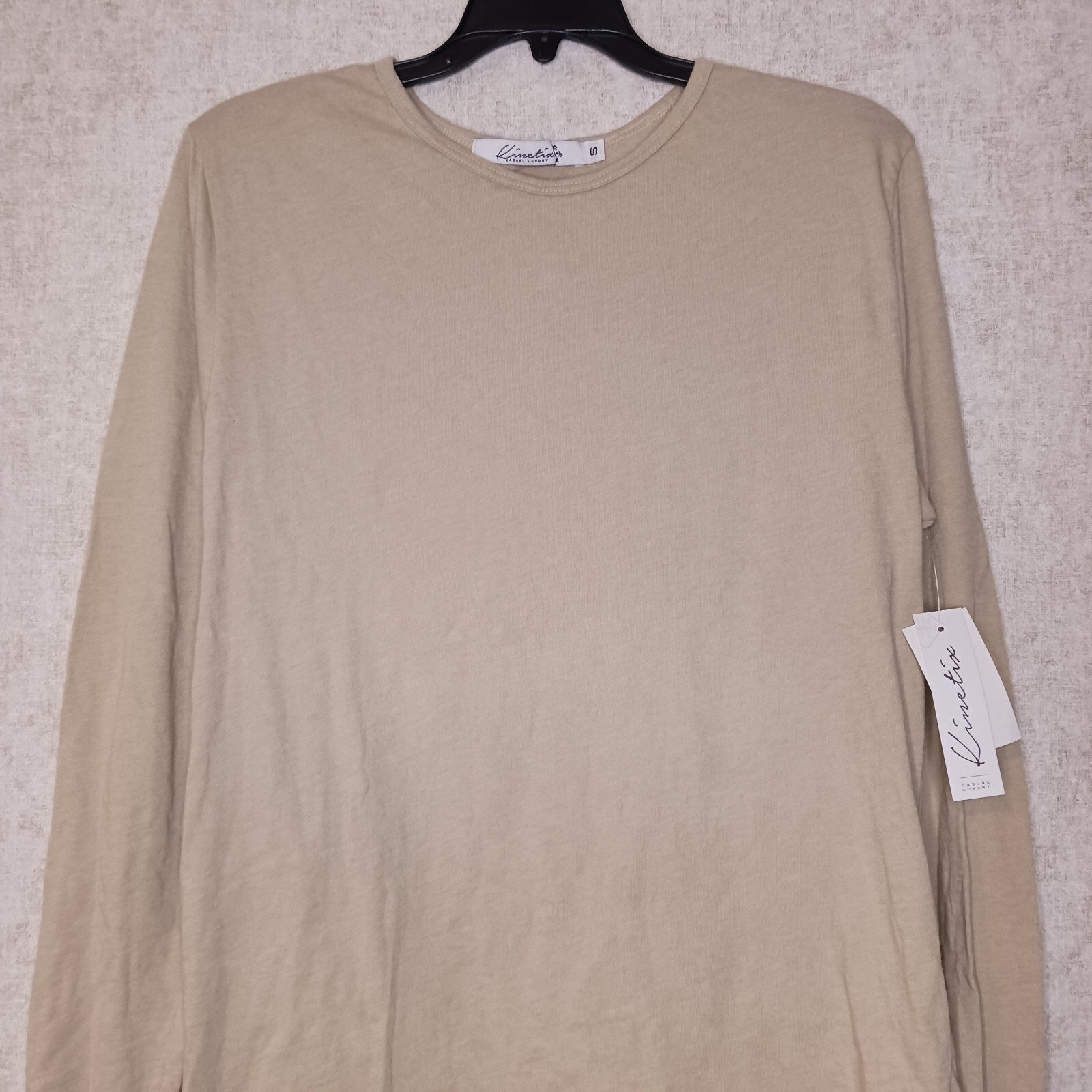 Kinetix Casual Luxury Mens Crew Long Sleeve Shirt Size Small Oatmeal/Beige New