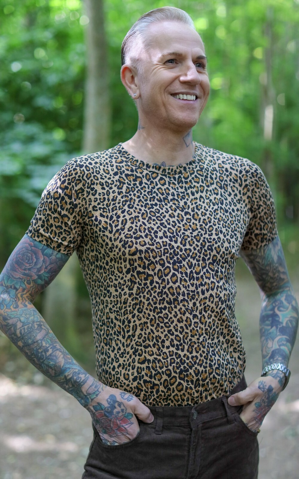 Leopard Print T Shirt by Run and Fly Unisex Mens Womens XS S M L XL XXL Brown