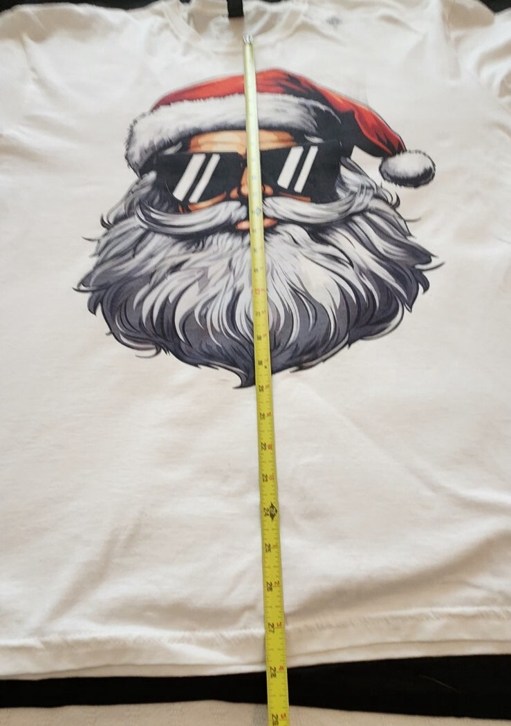 Gildan Harley Biker Santa Claus Sunglasses Retro Tee White Men’s XL
