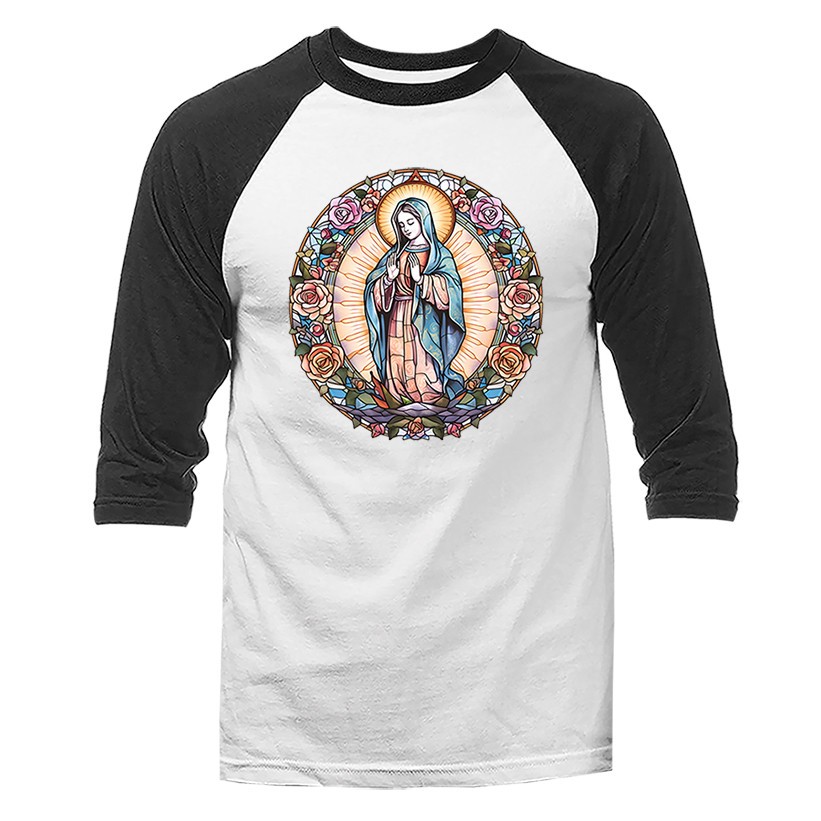 Our Lady Virgin Of Guadalupe Virgin Maria Catholic Religious 3/4 Sleeve Raglan