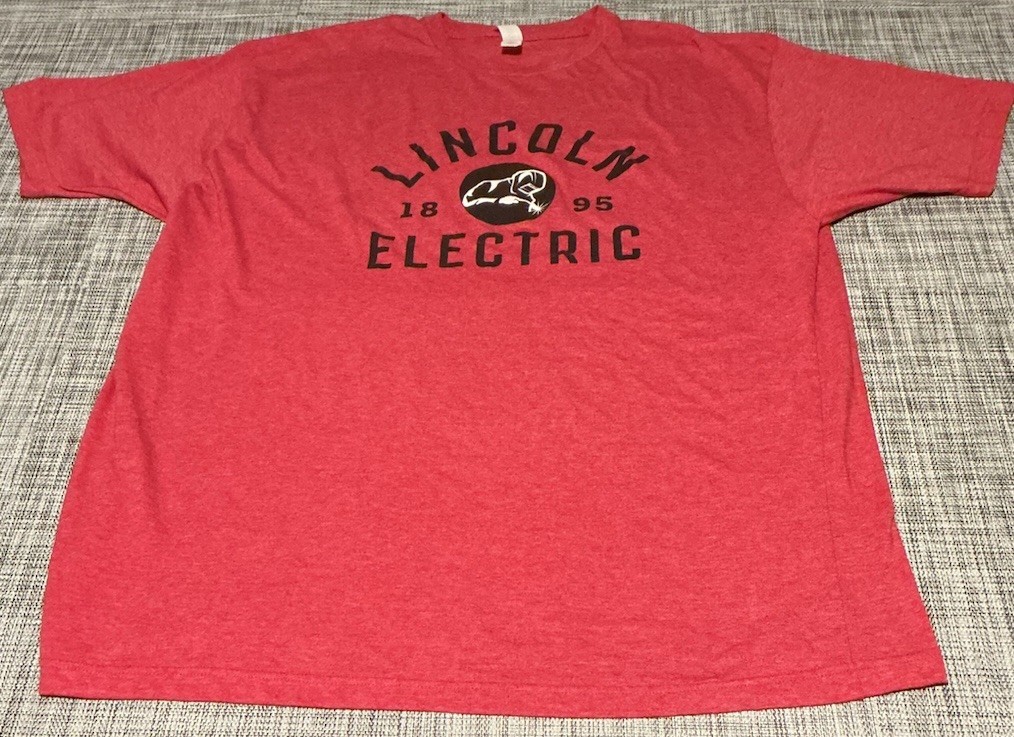 Lincoln Electric Welders T-shirt Mens Red Short Sleeve Polyester Blend Size 2XL