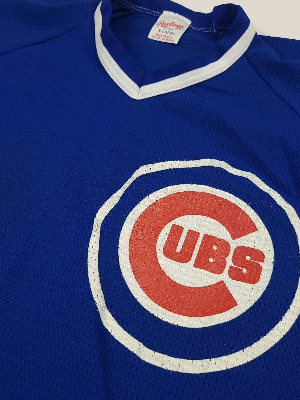 Vintage Chicago Cubs Rawlings Mesh Jersey T Shirt 80s 90s USA Made Mlb FLAW READ