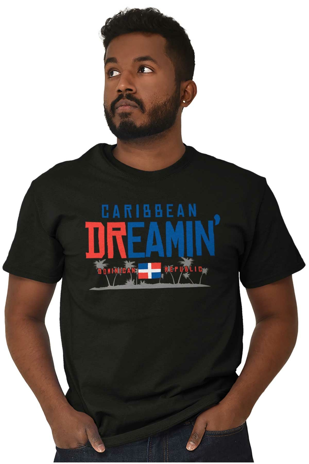 Dominican Republic Flag Colors Caribbean Womens or Mens Crewneck T Shirt Tee