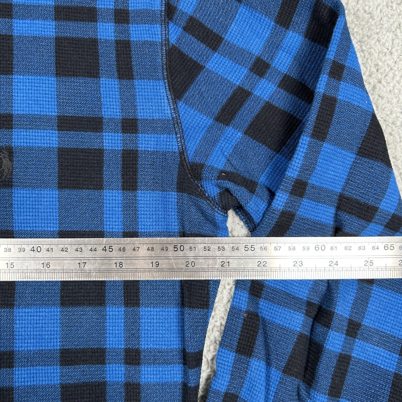 Polo Ralph Lauren Sweater Mens Medium Blue Black Plaid Waffle Knit Preppy