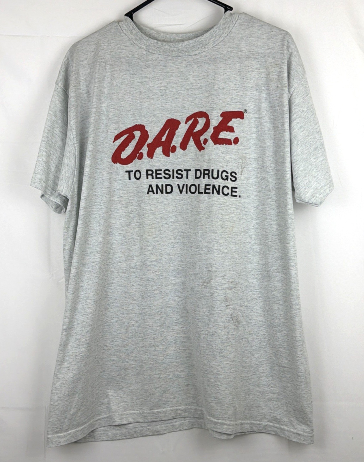 VTG D.A.R.E. Resist Drugs and Violence T-Shirt Men Large Gray Cotton Blend DARE