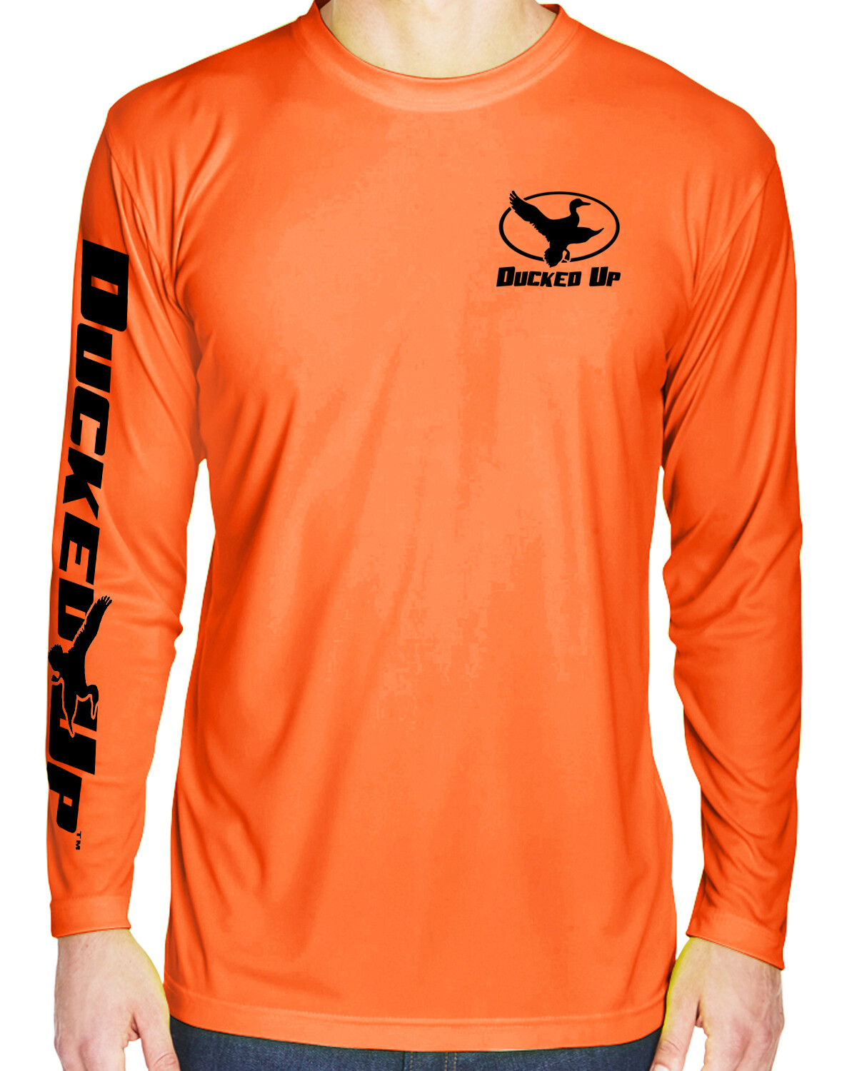 Ducked Up Duck hunting microfiber long sleeve t shirt 30+ uv moisture wicking