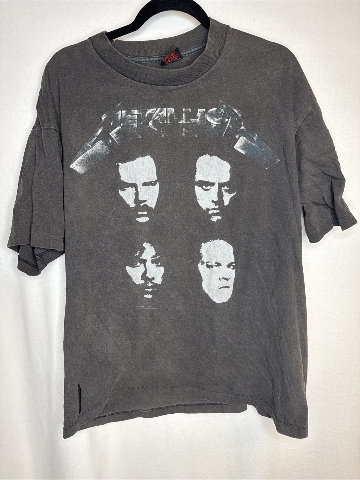 Vintage Metallica Shirt Mens XL Black 90s 1991 Tour Back Hit Album Faces Band