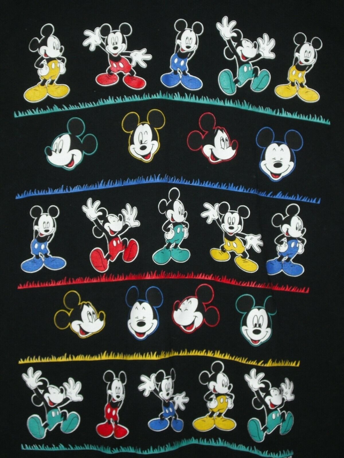 Disney Mickey Unlimited Men’s Black T-shirt Yellow Red Blue Green Size XXL 2XL