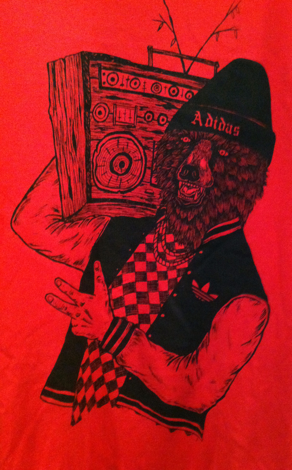 ADIDAS SHIRT ANTHROPOMORPHIC FURRY HYPE BEAST HIPSTER FOREST FRESH BOOMBOX BEATS
