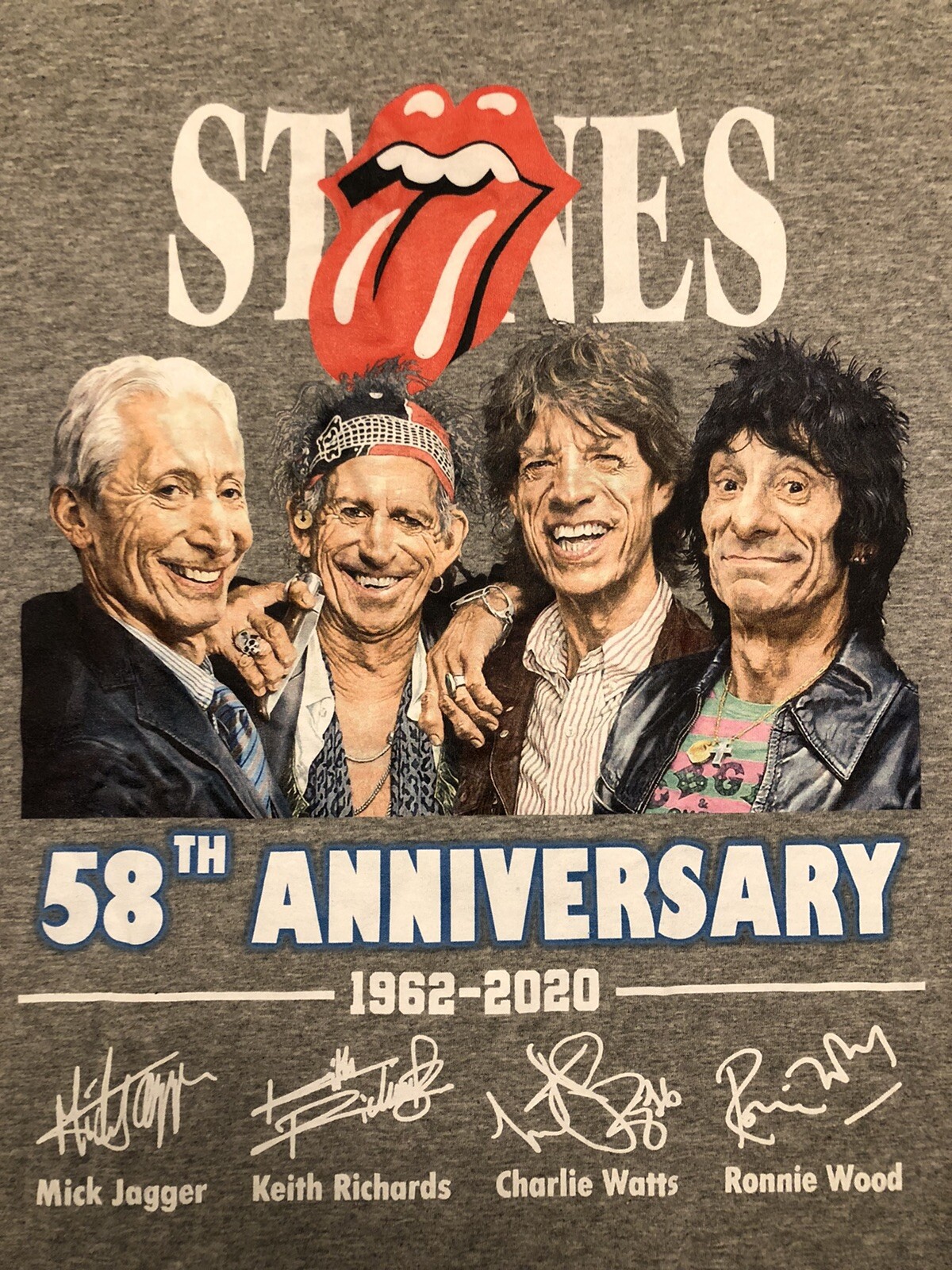 The Rolling Stones T Shirt 58th Anniversary Large Front Print NEW WITH TAG