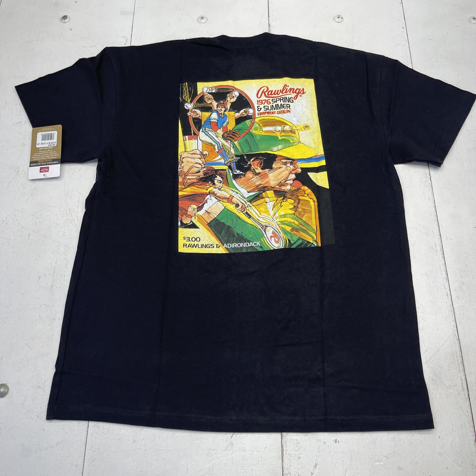 Rawlings Shirt Mens Medium Black Vintage Collection 1976 Graphic Tee RV1976-BK-M
