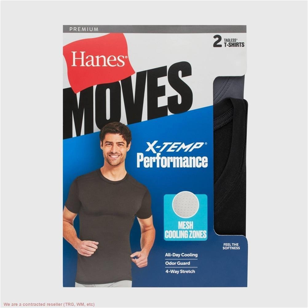 Hanes Premium Mens 2pk Mesh Crew Neck T-Shirt X-Temp Black MEDIUM *SEE DEAL!!!*