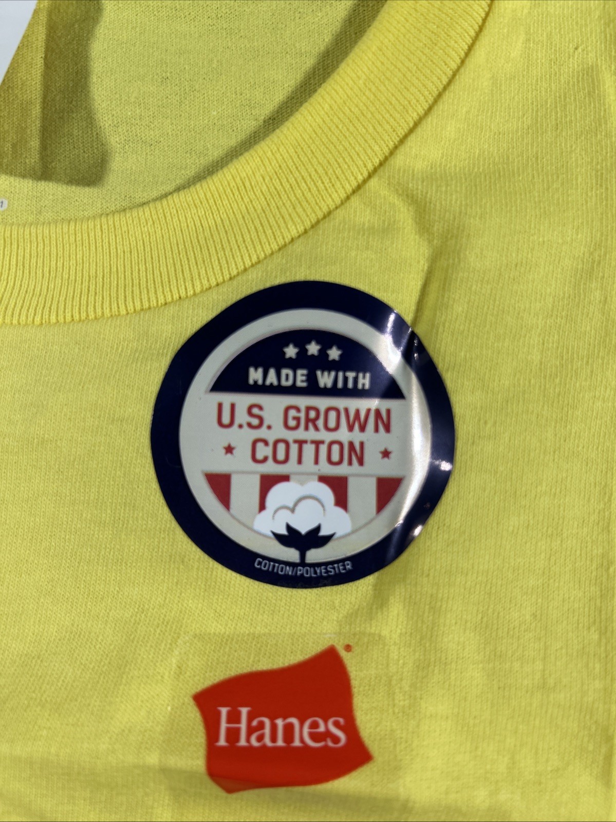 Hanes Essentials Men’s Large Yellow Cotton Crewneck T-Shirt Short Sleeve