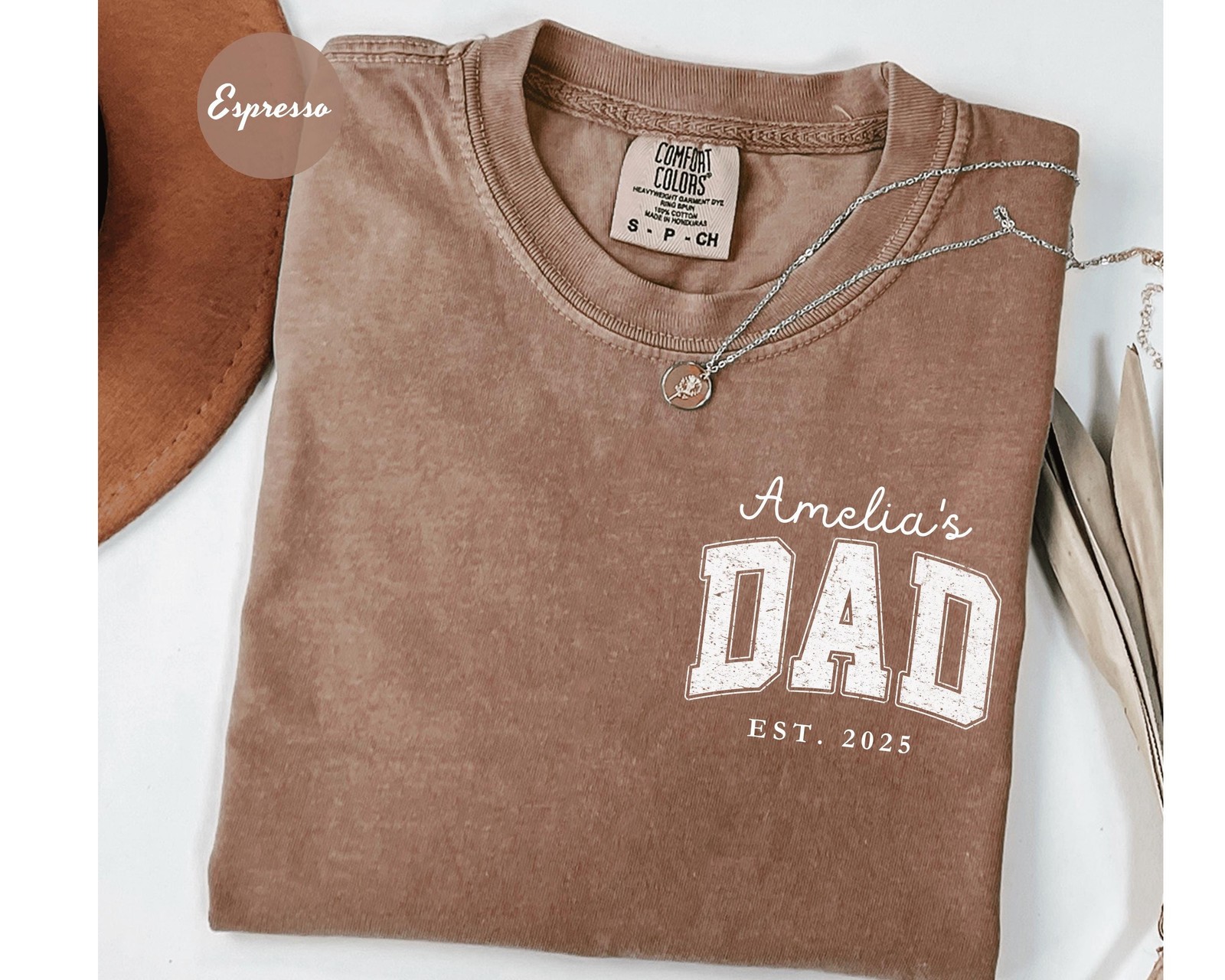 Comfort Colors Personalized Dad Shirt With Kid Name Dad Tshirt Gift for Dad
