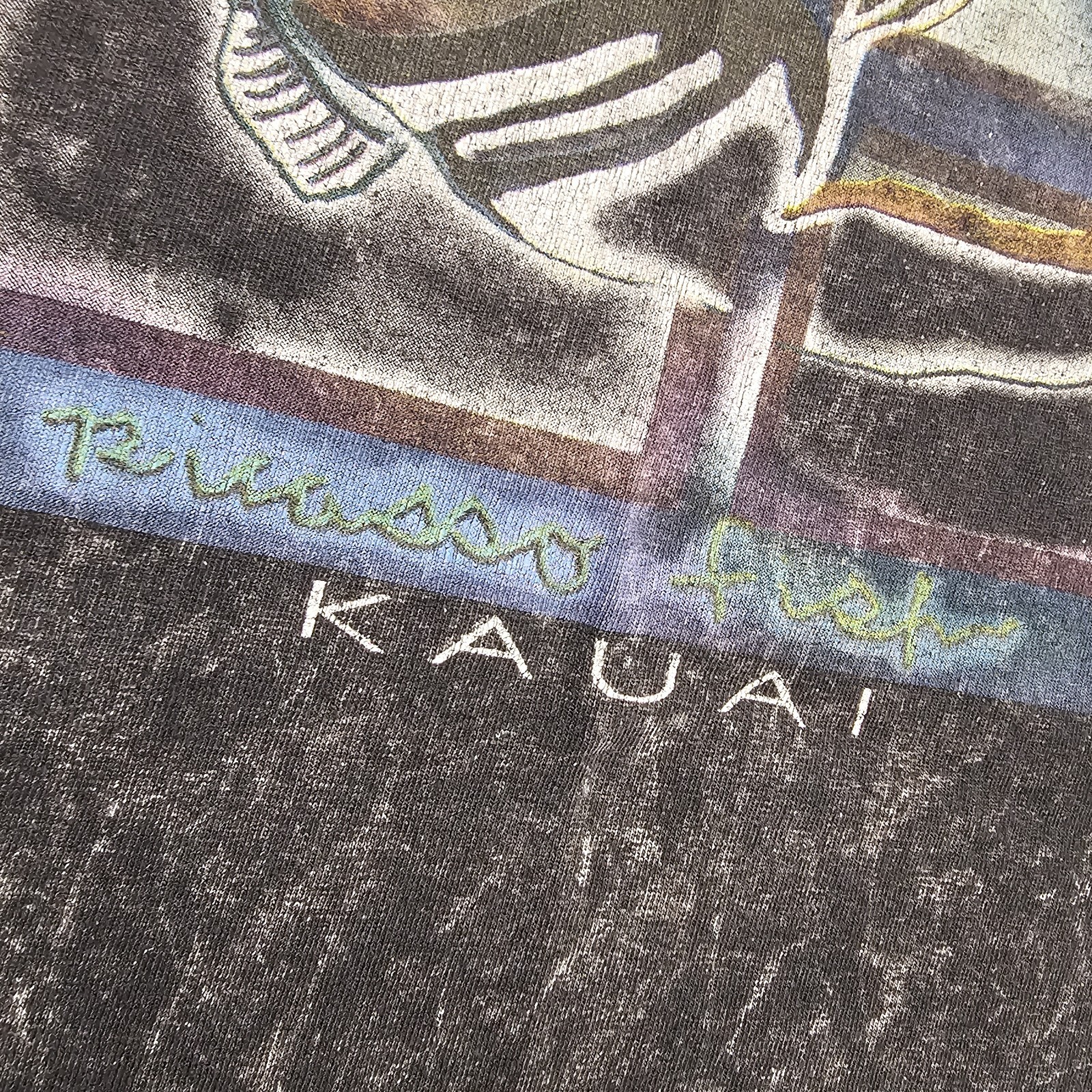 Vintage 1998 Picasso Fish Kauai T-shirt Mens XL Hawaii Grunge Fishing 90s Travel