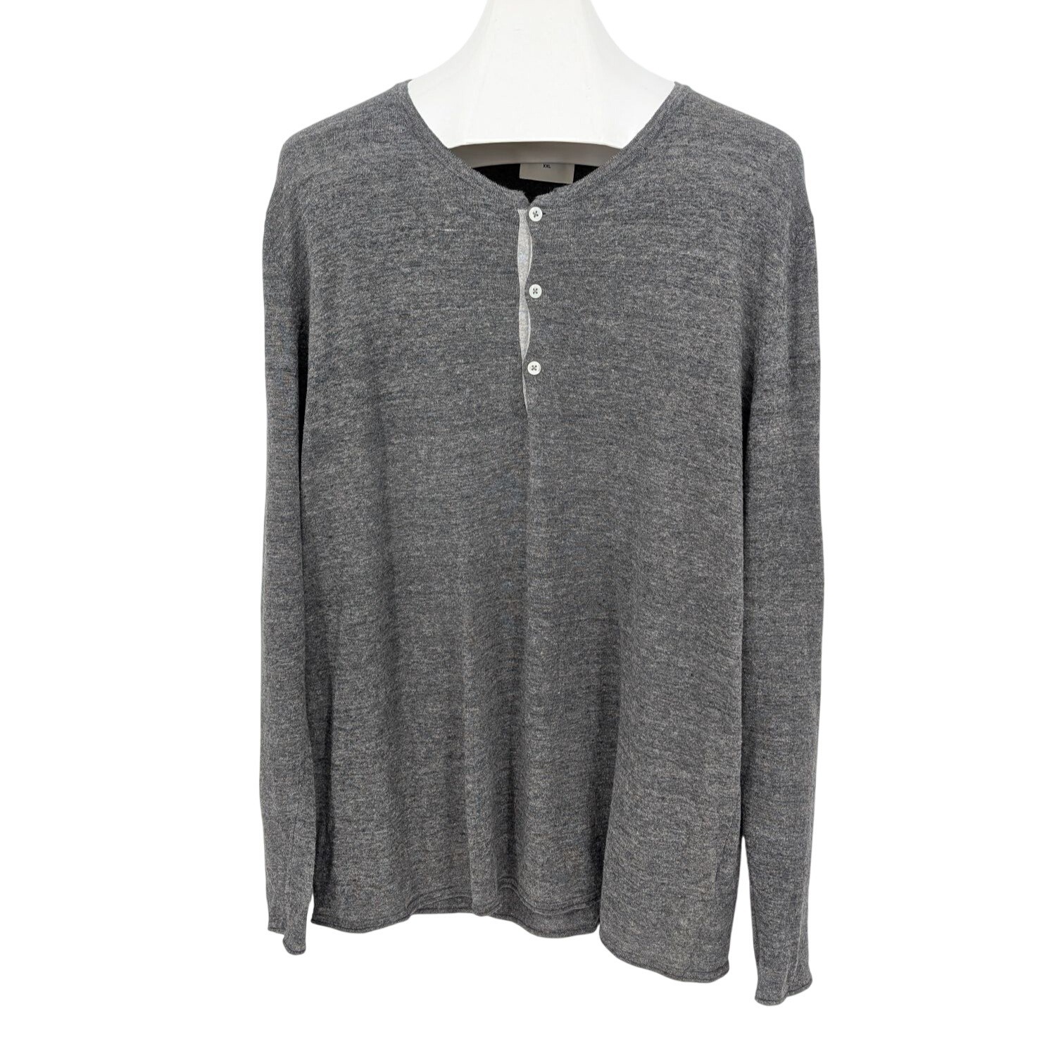 Billy Reid Henley Long Sleeve Shirt Lightweight Knit Minimalist Quiet Luxury XXL