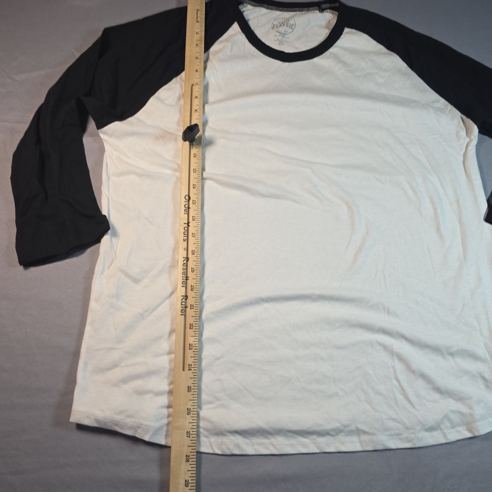 True Classic Baeball style 3/4 Sleeve Black Sleeves White Body XL Extra Large