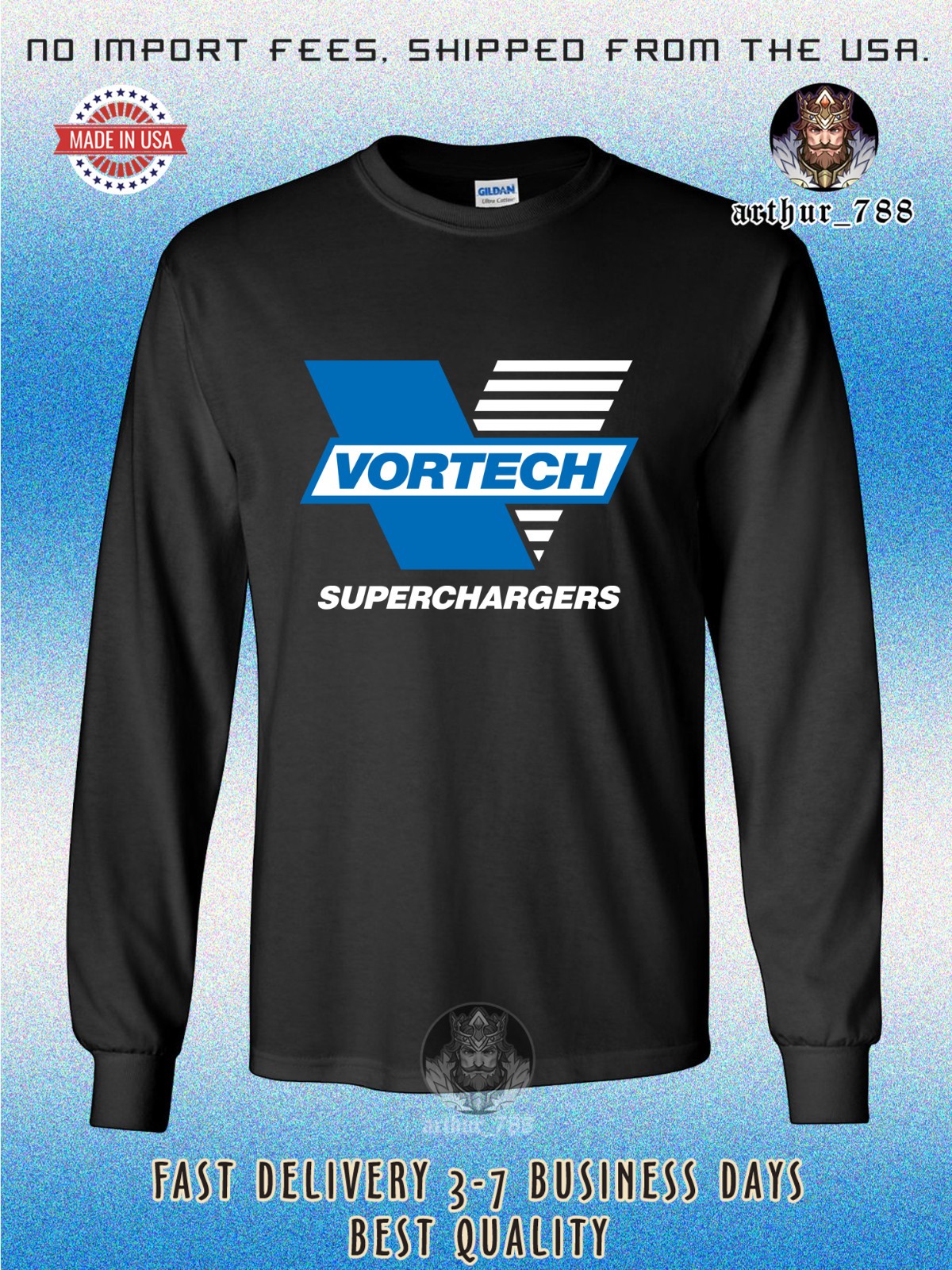 Vortech Racing Supercharger Logo Men’s Long Sleeve T-Shirt American Size T-Shirt