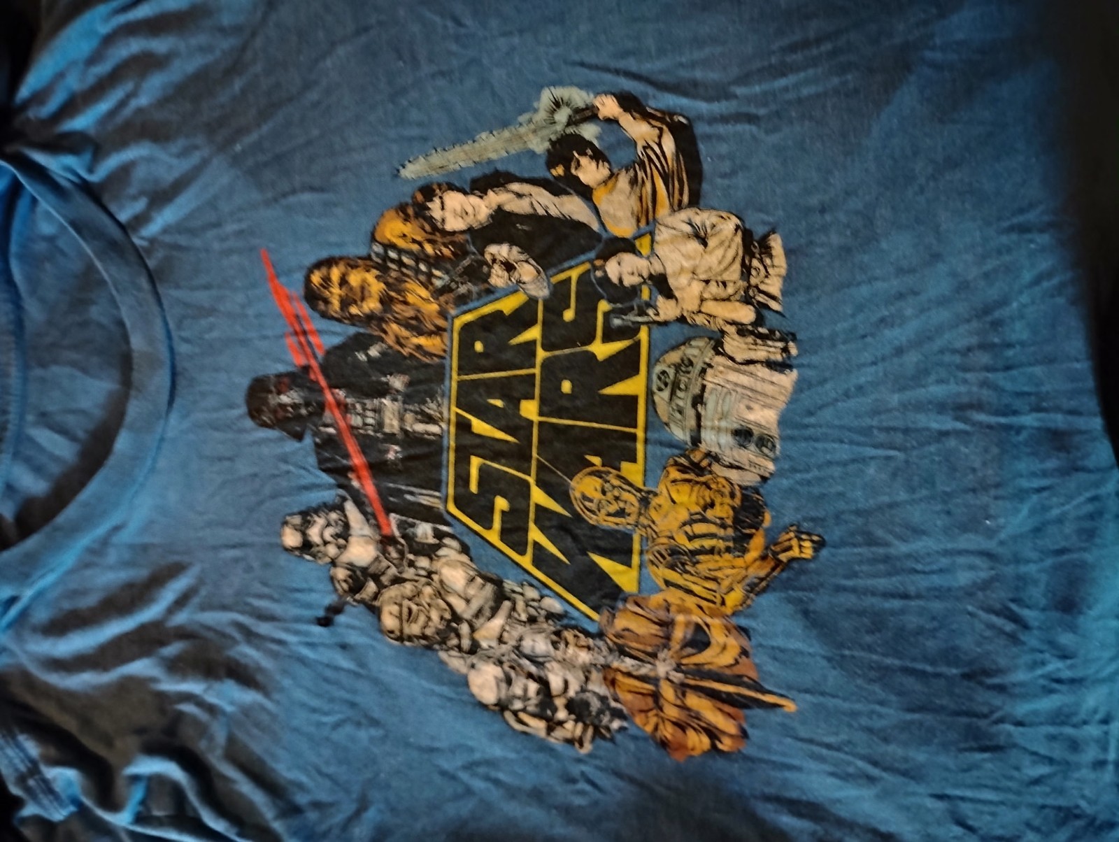 Star Wars Mad Engine Men’s T Shirt Blue Retro Poster Print Skywalker Size Medium