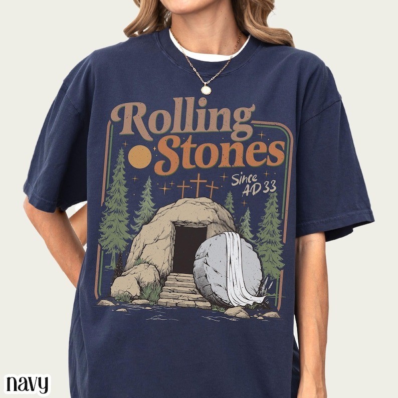 Rolling Christian T-Shirt Easter Clothing Jesus Christ Shirt