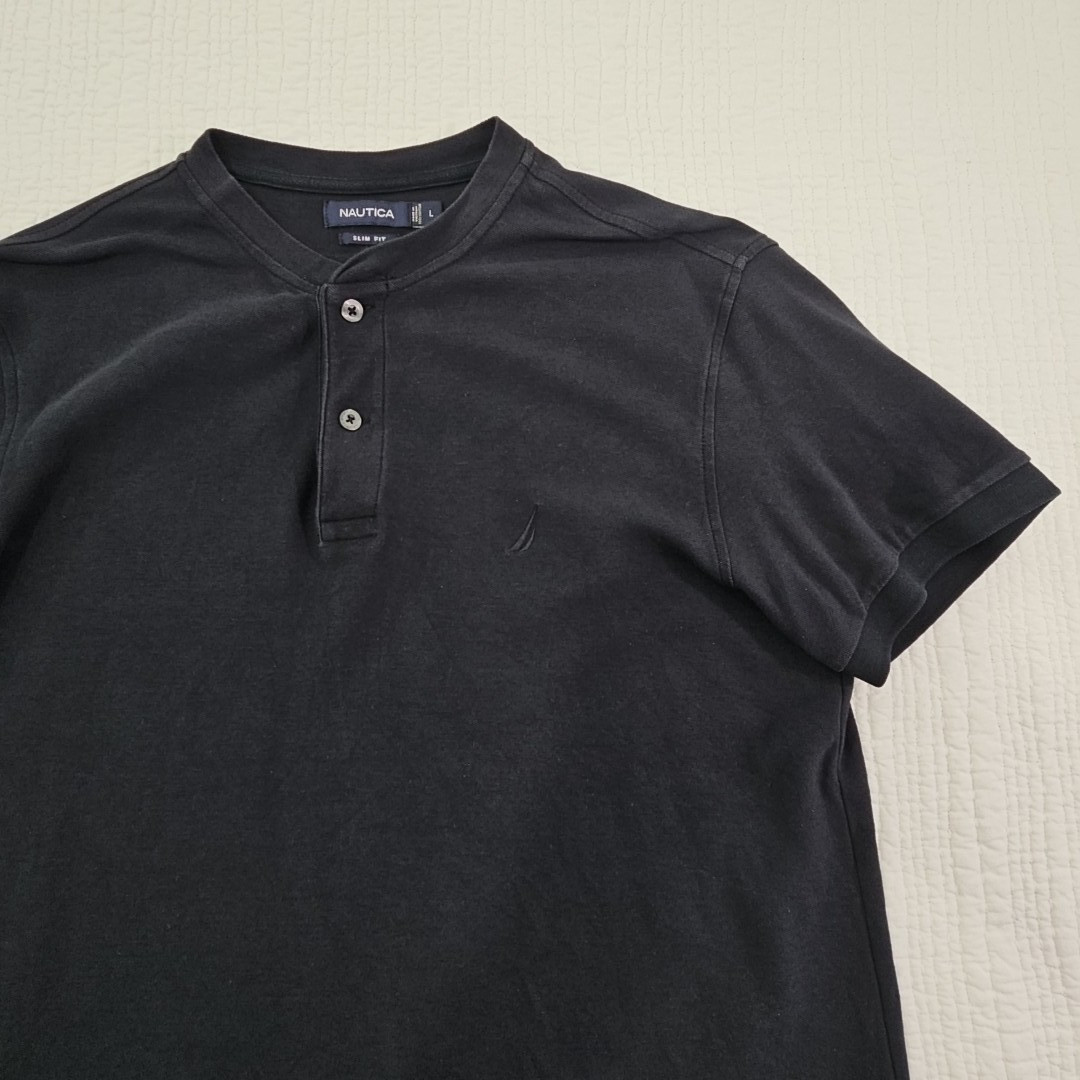 Nautica Slim Fit Heavy Crew Neck Shirt Men’s Large Dark Navy Blue EUC LN
