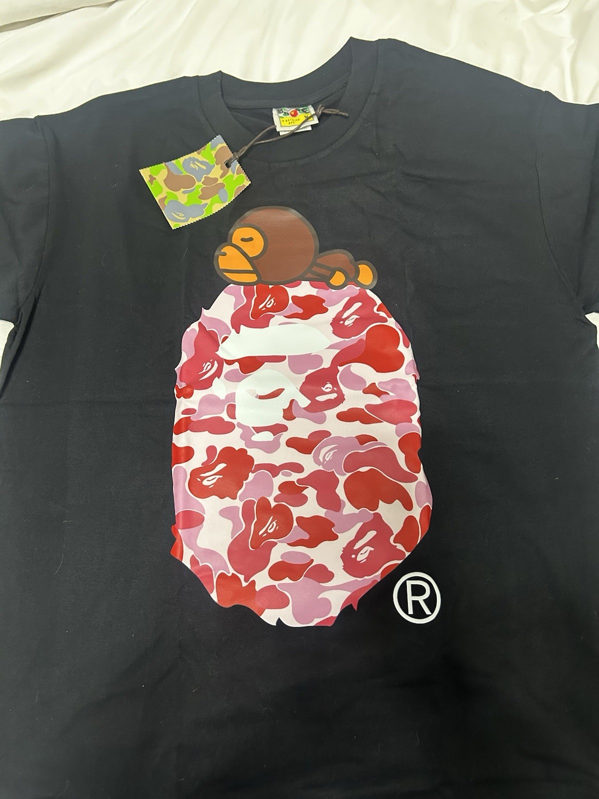 brand new size medium BAPE ABC Camo Milo On Big Ape Tee pink/black