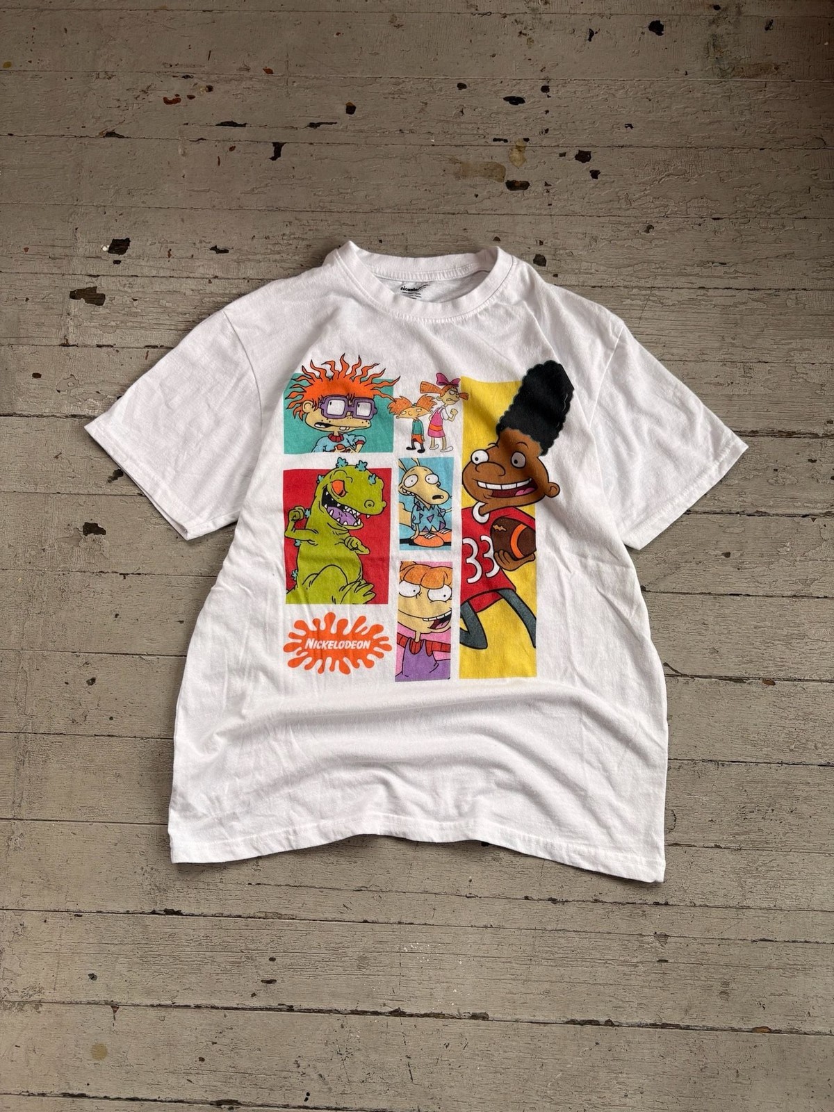 Nickelodeon 90s Characters Graphic Print White T-Shirt