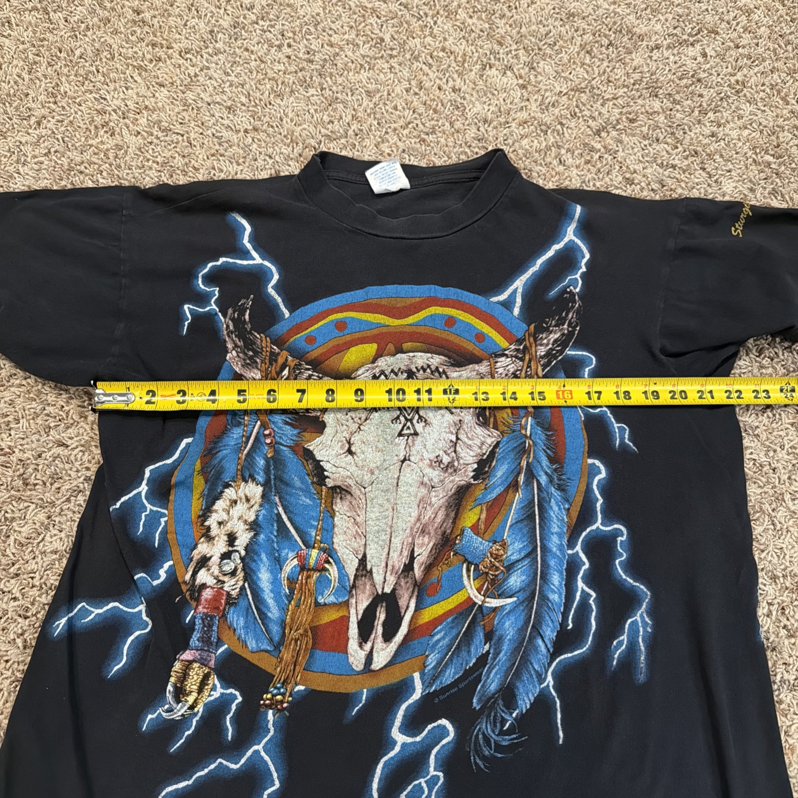 VTG Single Stitch USA Thunder Dreamcatcher t shirt skull Biker Lightning L