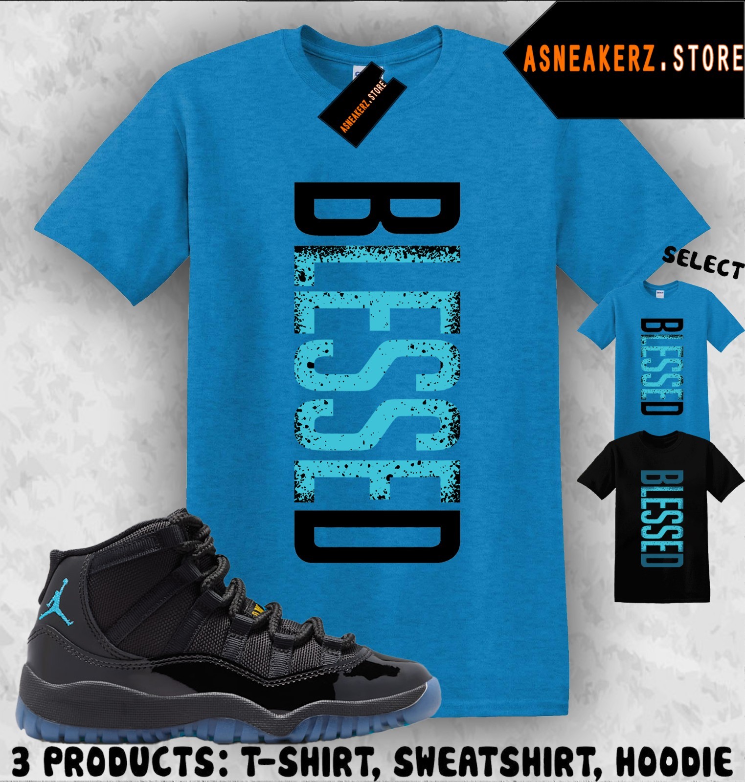 Shirt Match AJ 11 Gamma Blue 2025 Sneaker Matching Tee VERTBLS Blessed T-Shirt
