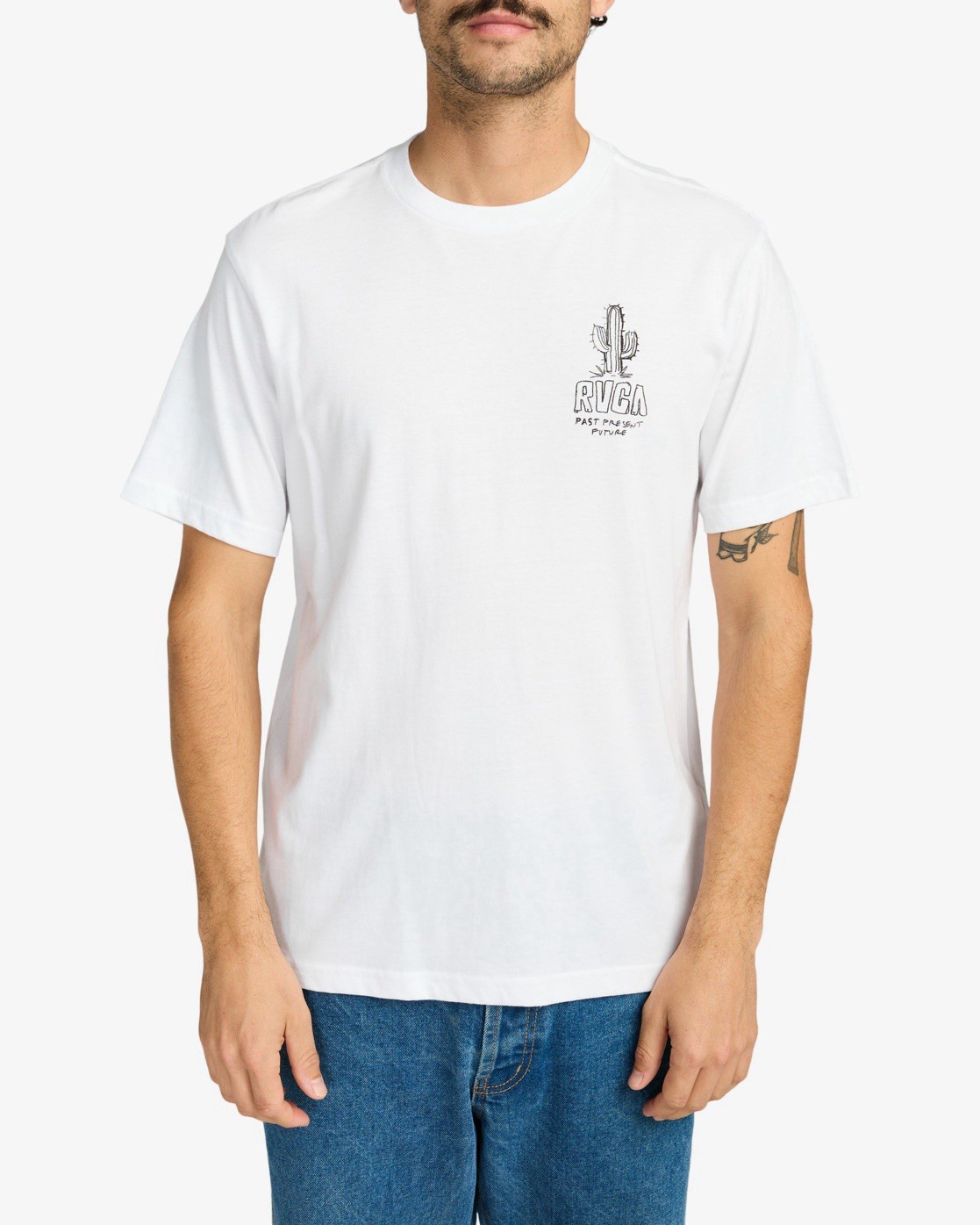 RVCA Men’s Death Valley T-Shirt Short Sleeves Regular Fit In White Size L