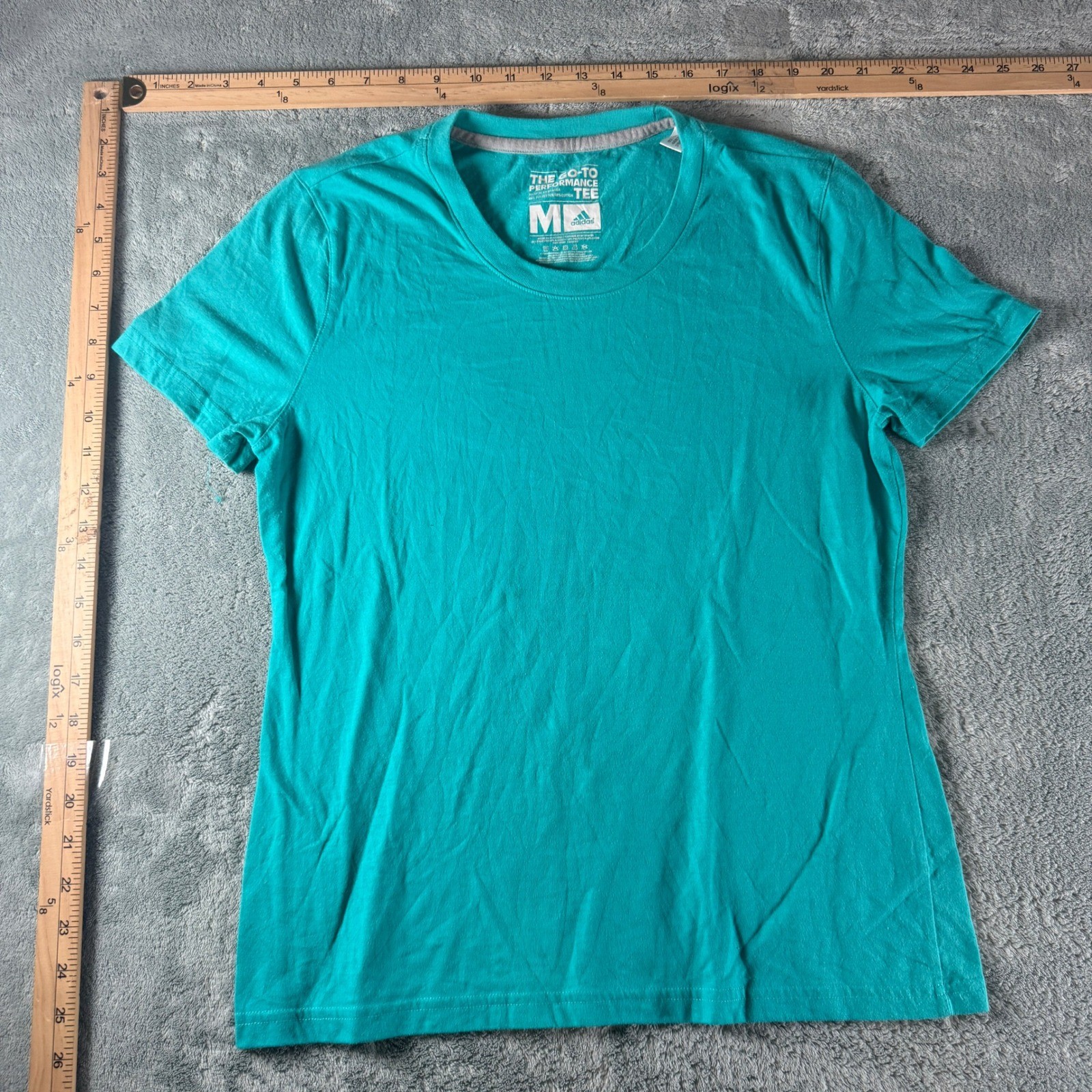Adidas Go-To Performance Tee Teal Green Climalite Short Sleeve Shirt Mens Medium