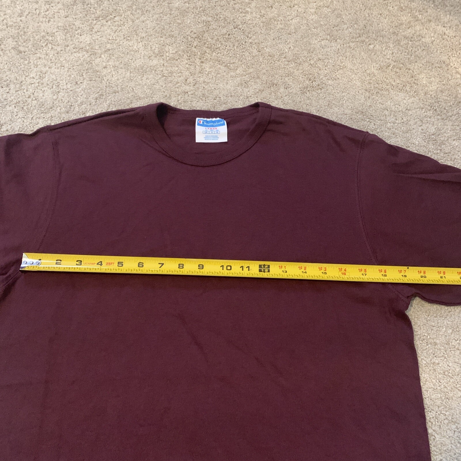 Vintage Champion Maroon Plum Heavy Weight Cotton T Shirt Large Unisex Lot Of 12