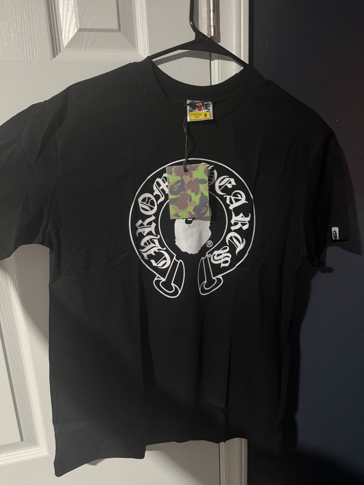A Bathing Ape BAPE Men’s Black Graphic Logo Print Crew Neck T-Shirt Size M