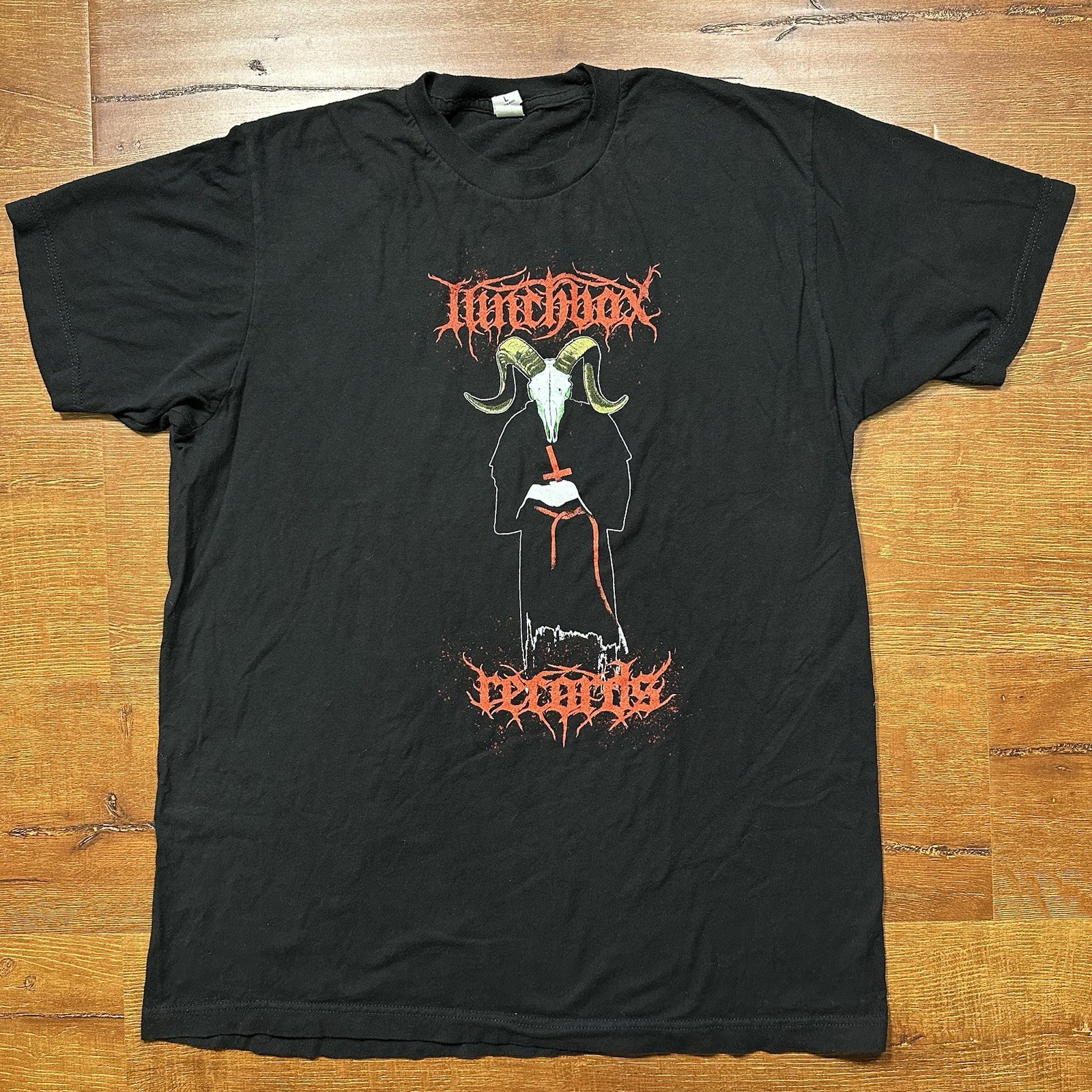 Lunchbox Records T Shirt Mens L Black Short Sleeve Band Punk Rock Goth Music