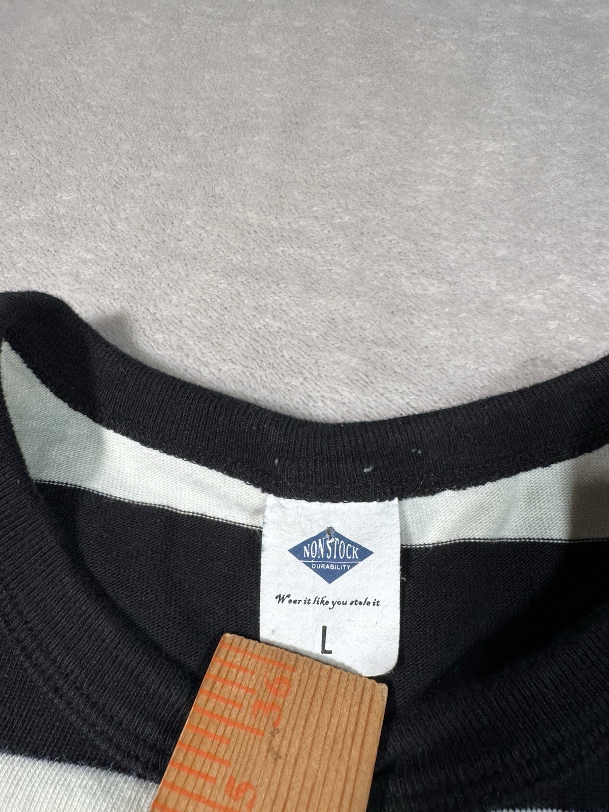 Non Stock MFG Striped Shirt Size Large Thick Cotton Single Stitch