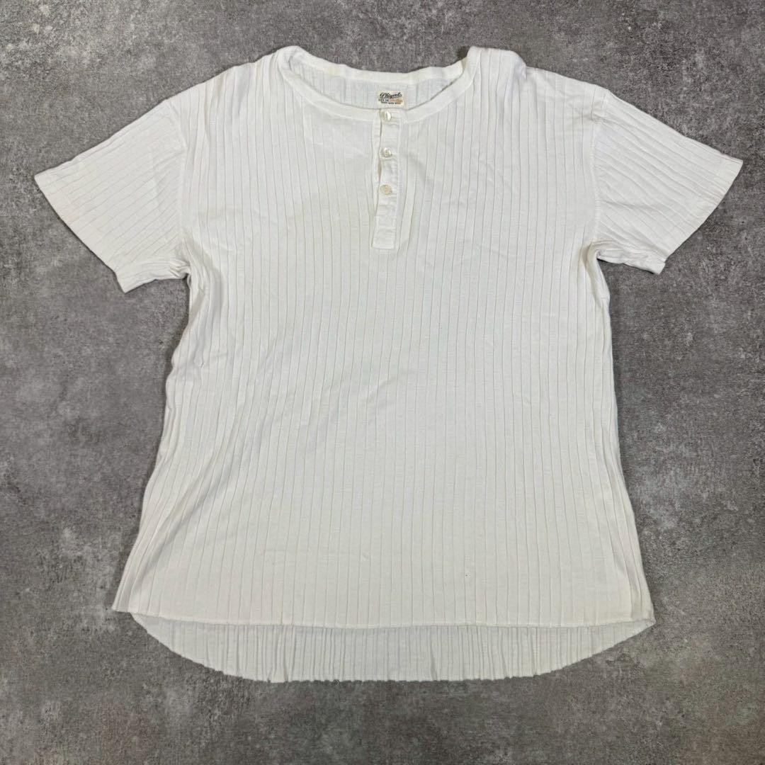 PHIGVEL Japan S/S Ribbed Henley Neck T-Shirt Size 36 White