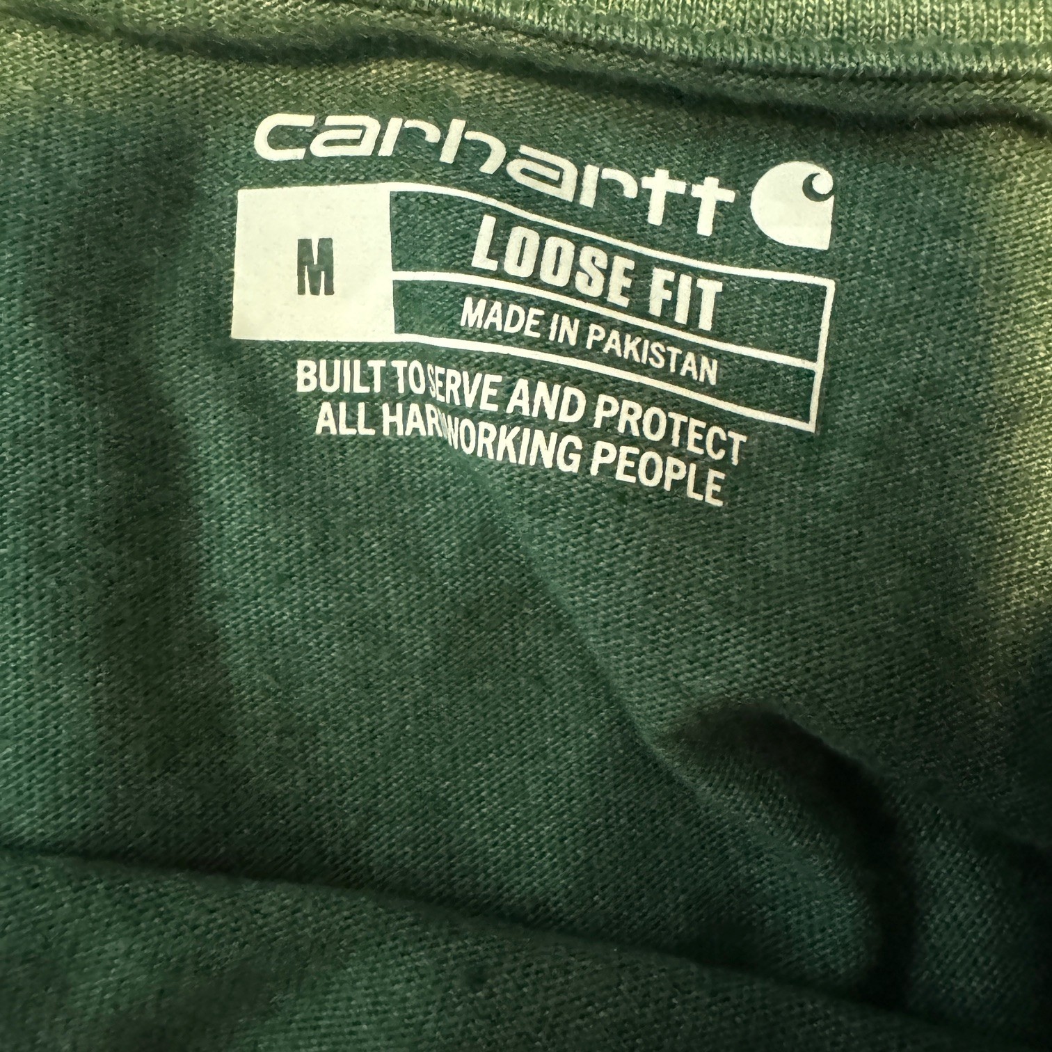 Carhartt K126 Men’s Loose Fit Heavyweight Logo Pocket T-Shirt Med Green Work NEW